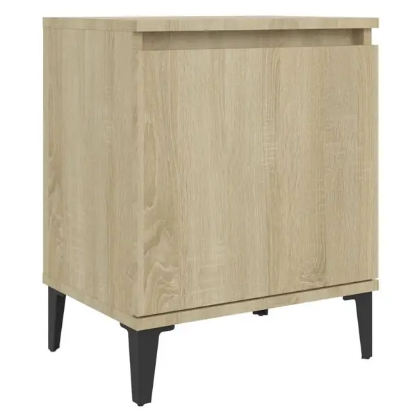 vidaXL Sängbord med metallben sonoma-ek 40x30x50 cm Billig