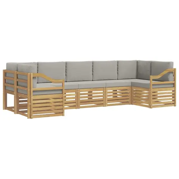 Outlet vidaXL Sektionsoffgrupp 7 pcs Vit och ljusgrå 304 x 126,5 x 73 cm