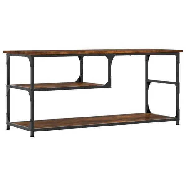 vidaXL Tv-bänk rökfärgad ek 103x38x46,5 cm konstruerat trä och stål Beställ idag