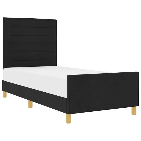 vidaXL Sängram med huvudgavel Svart 100 x 200 cm tyg Lägg i varukorgen