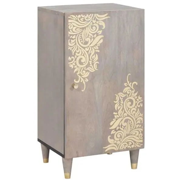 vidaXL Sideboard Grå och Guld 40 x 33 x 75 cm Massivt mangoträ Lågt pris