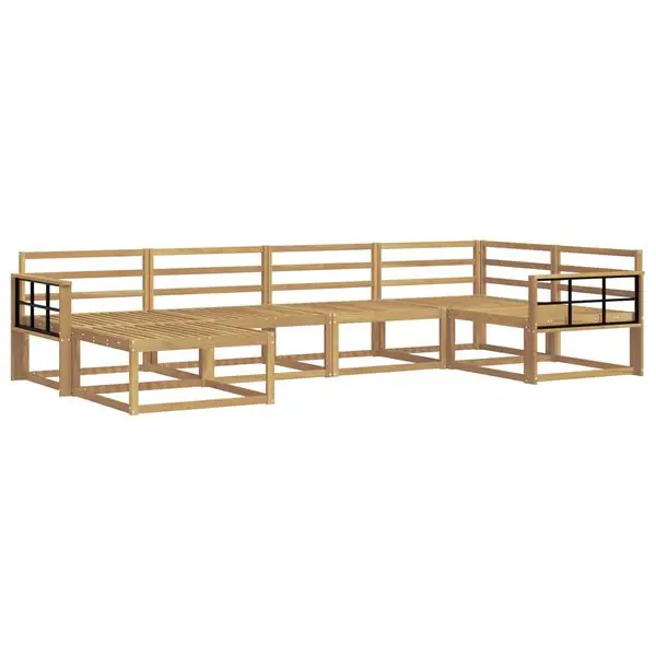 vidaXL Utomhussoffset 6 pcs Vit 327 x 168,5 x 73 cm Massivt Akaciaträ Outlet