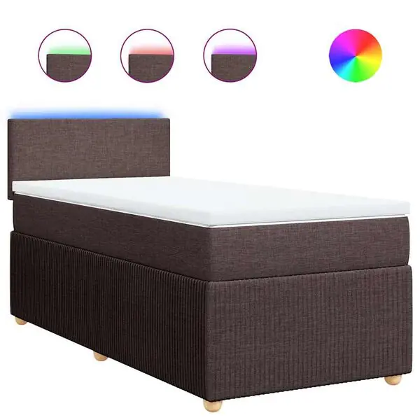 Endast denna vecka vidaXL Ramsäng med madrass mörkbrun 80x200 cm tyg
