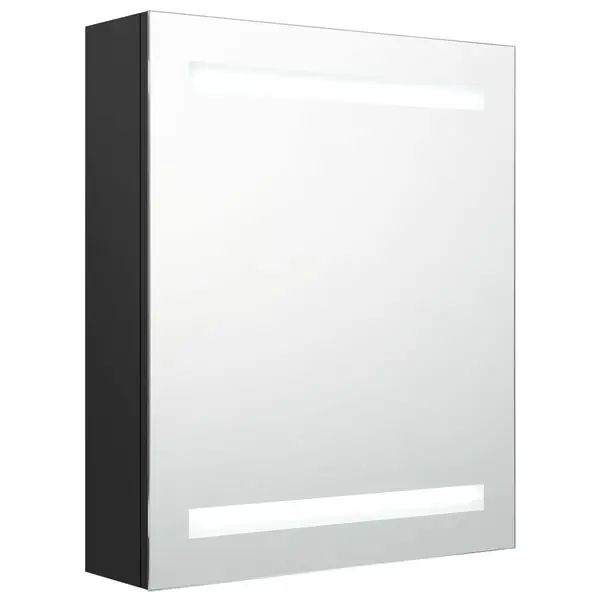 vidaXL Spegelskåp med LED svart 50x14x60 cm Expressleverans