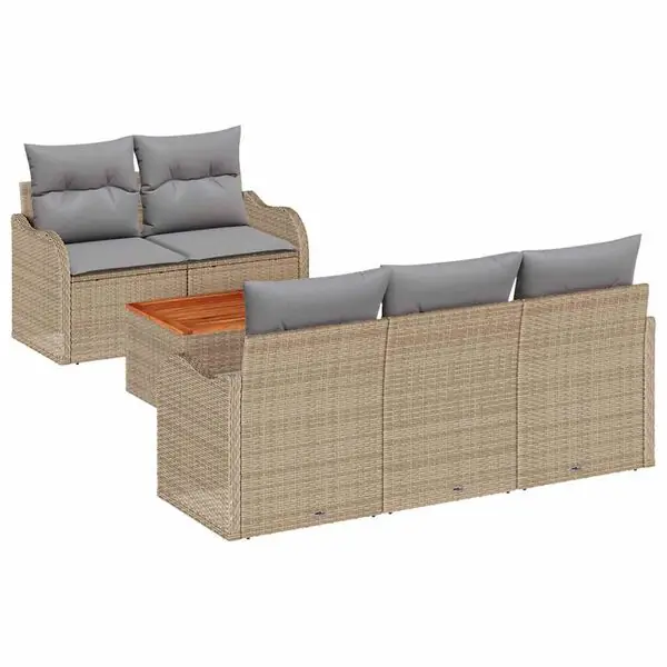 Kampanj vidaXL Trädgårdsoffset 6 pcs Beige och Ljusgrå konstrotting