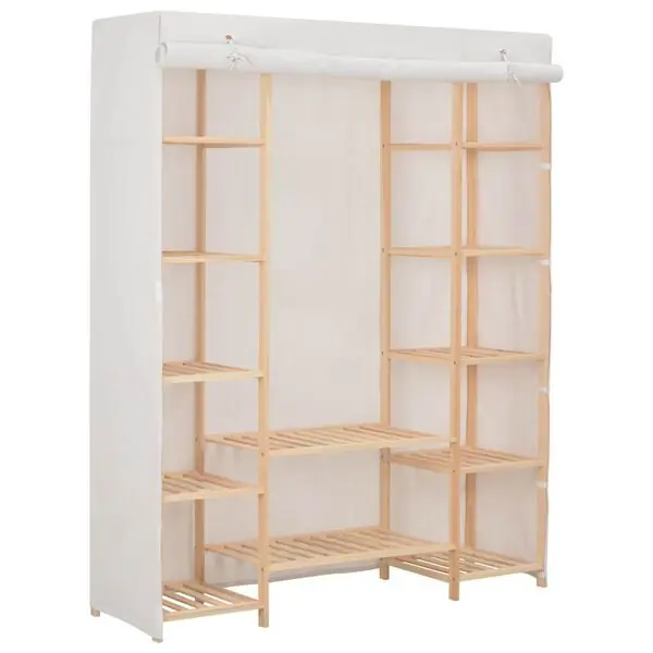 Handla nu vidaXL Garderob 135x40x170 cm vit tyg