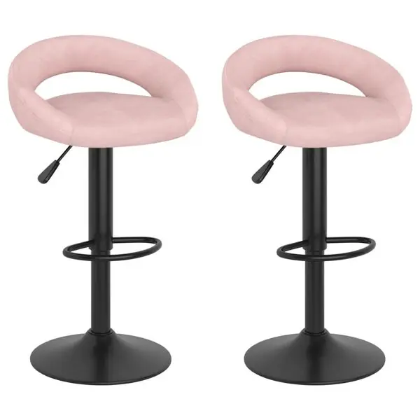 vidaXL Barstolar 2 st rosa sammet Rea