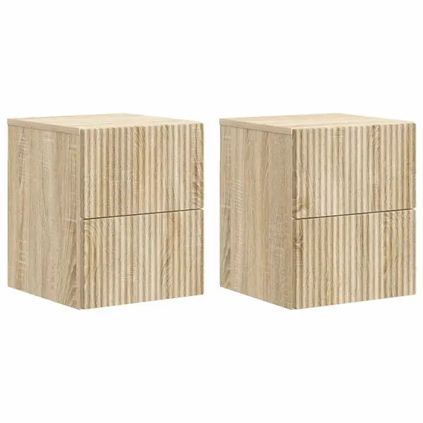 Fynd vidaXL Väggmonterat Sängbord 2 pcs Sonoma-ek 33 x 34,5 x 40 cm