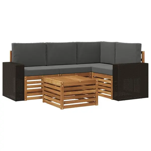 Erbjudande vidaXL Utomhussoffset 5 pcs Naturlig och Antracit 59 x 59 x 37 cm