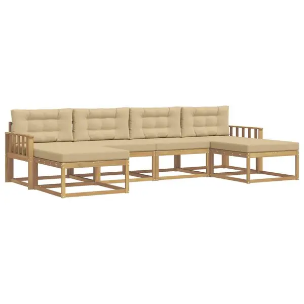Utförsäljning vidaXL Utomhussoffset med kudde 6 pcs Vit och Beige