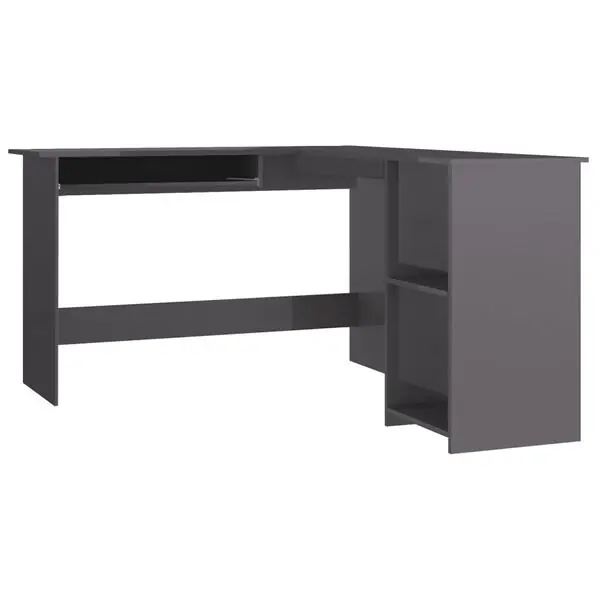 Outlet vidaXL Skrivbord L-format grå högglans 120x140x75 cm konstruerat trä