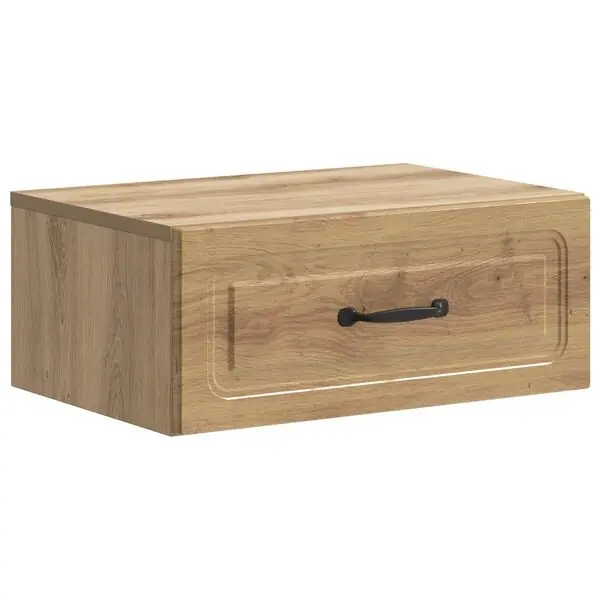 vidaXL Väggmonterat Sängbord med låda Artisan-ek 49 x 34,5 x 20 cm Premium