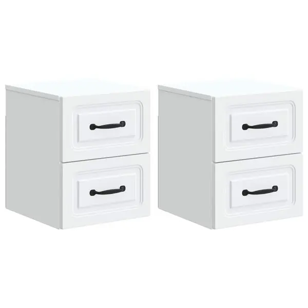Trygg betalning vidaXL Väggmonterat Sängbord med låda 2 pcs Vit 34,5 x 33 x 40 cm