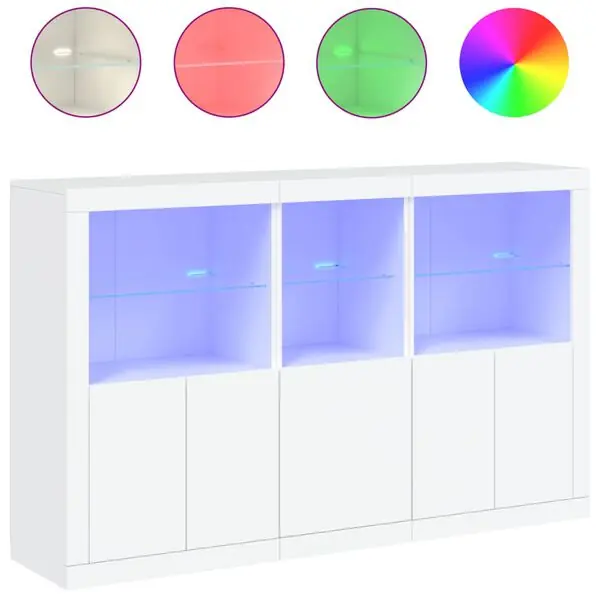 vidaXL Skänk med LED-belysning vit 162x37x100 cm Populär