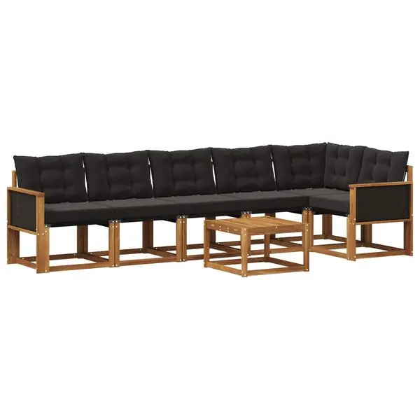 Bästa pris vidaXL Utomhussoffset med kudde 7 pcs Naturlig och svart