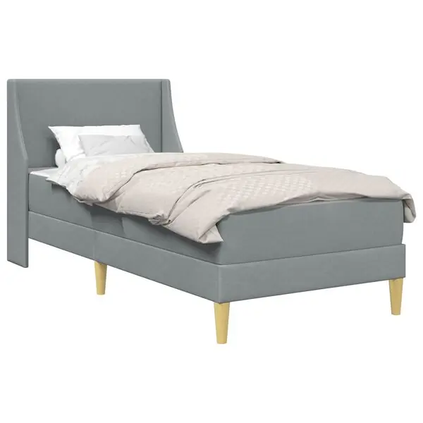 Kampanjpris vidaXL Sängram med madrass med huvudgavel Ljusgrå 80x 200 cm Polyester