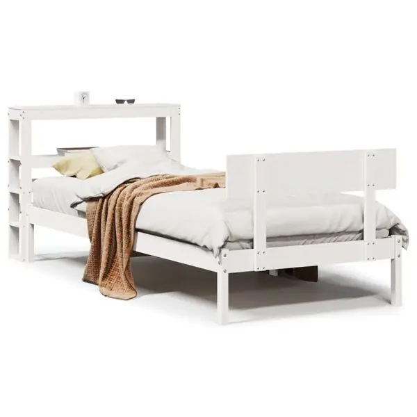 Extra rabatt vidaXL Sängram utan madrass vit 75x190 cm massiv furu