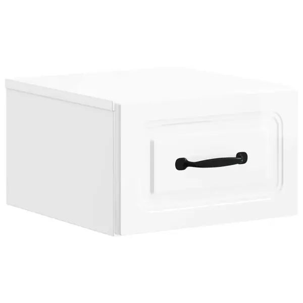 vidaXL Väggmonterat Sängbord med låda Vit högglans 34,5 x 33 x 20 cm Erbjudande