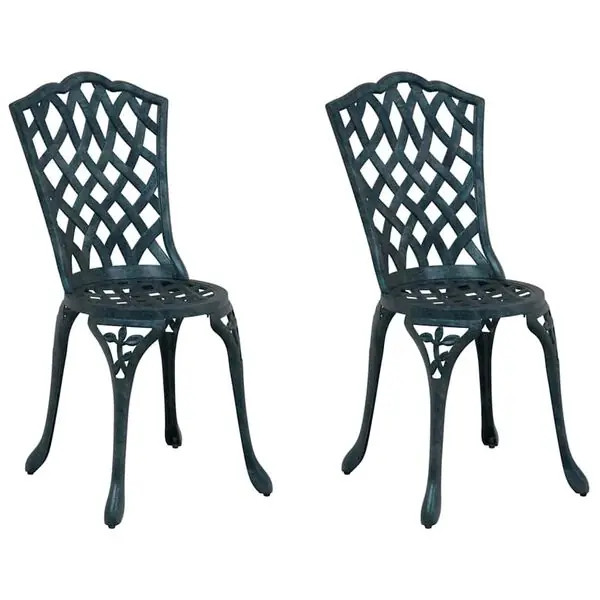 vidaXL Trädgård Stol 2 pcs Grön 39 x 40 x 87cm Aluminium Billig
