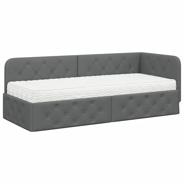 vidaXL Hörn Sängram Mörkgrå 80 x 200 cm tyg Extra rabatt