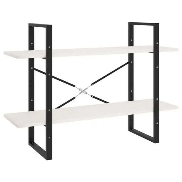 vidaXL Bokhylla 2 hyllplan vit 100x30x70 cm massiv furu Trygg betalning
