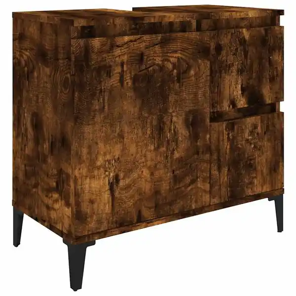 risnedsättning vidaXL Badrumsskåp rökfärgad ek 65x33x60 cm konstruerat trä