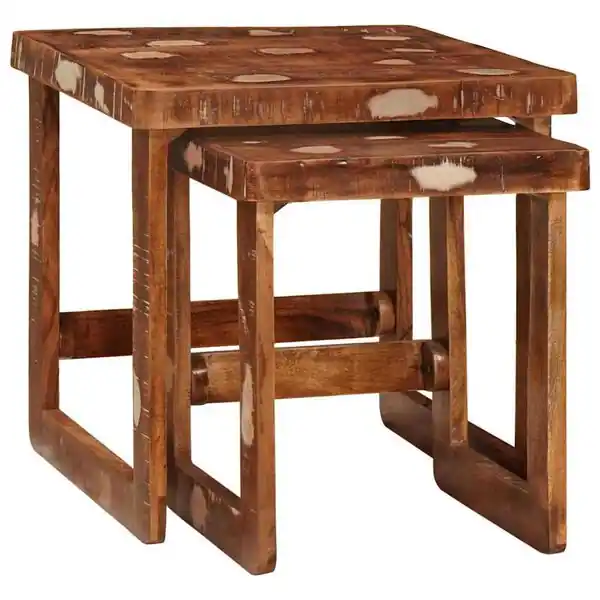 Beställ idag vidaXL Satsbord 2 pcs Brun 46 x 46 x 45 cm Solid återvunnen trä