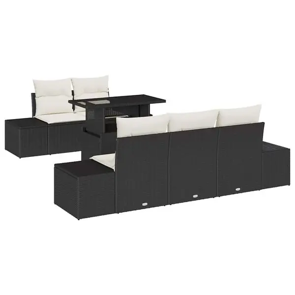 vidaXL Soffset med kudde 6 pcs Svart och kräm konstrotting Rea