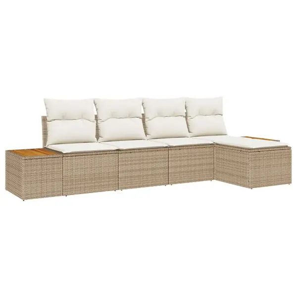 vidaXL Trädgårdsoffset 6 pcs Beige och gräddfärgad Polyrattan Nyhet