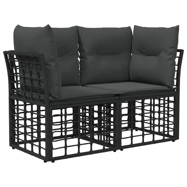 vidaXL Ute-Loveseat med kudde 2 pcs Svart och Mörkgrå konstrotting Rabatter