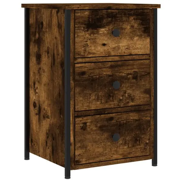 vidaXL Sängbord rökfärgad ek 40x36x60 cm konstruerat trä Outlet