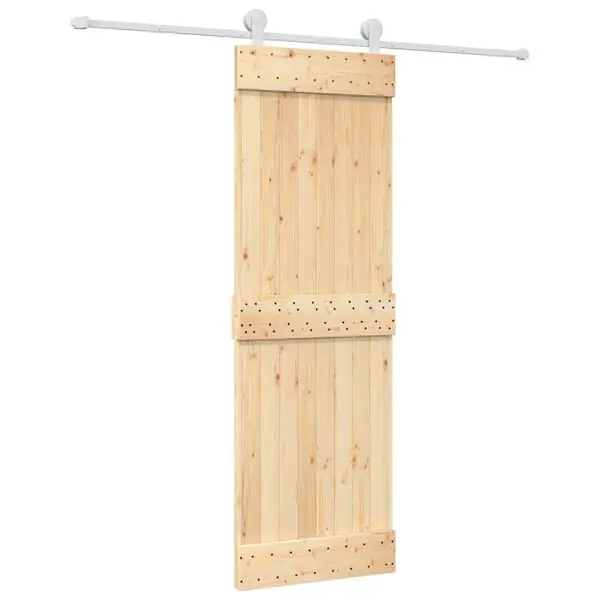 vidaXL Skjutdörr Naturlig och vit 70 x 210 cm Massiv furuträdörr Lågt pris