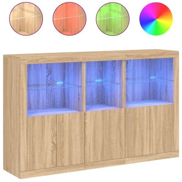 vidaXL Skänk med LED-belysning sonoma-ek 162x37x100 cm I lager