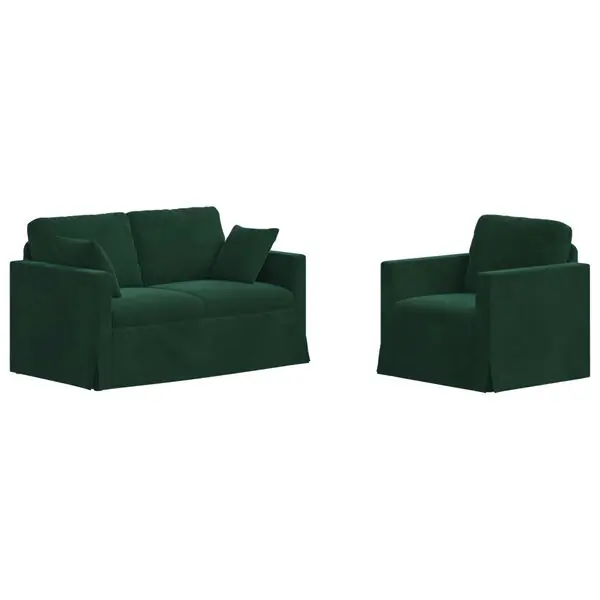 Nyhet vidaXL Soffset 2 pcs Mörkgrön 138 x 78 x 80 cm Sammet