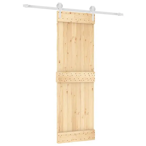 Begränsat antal vidaXL Skjutdörr Naturlig och vit 70 x 210 cm Massiv furuträdörr