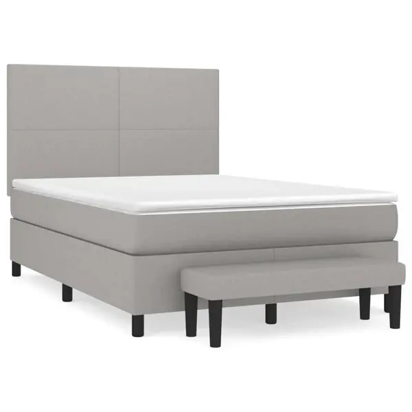Premium vidaXL Ramsäng med madrass ljusgrå 140x200 cm tyg