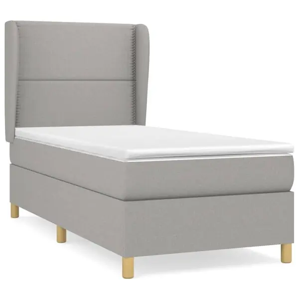 Fynd vidaXL Ramsäng med madrass ljusgrå 90x200 cm tyg