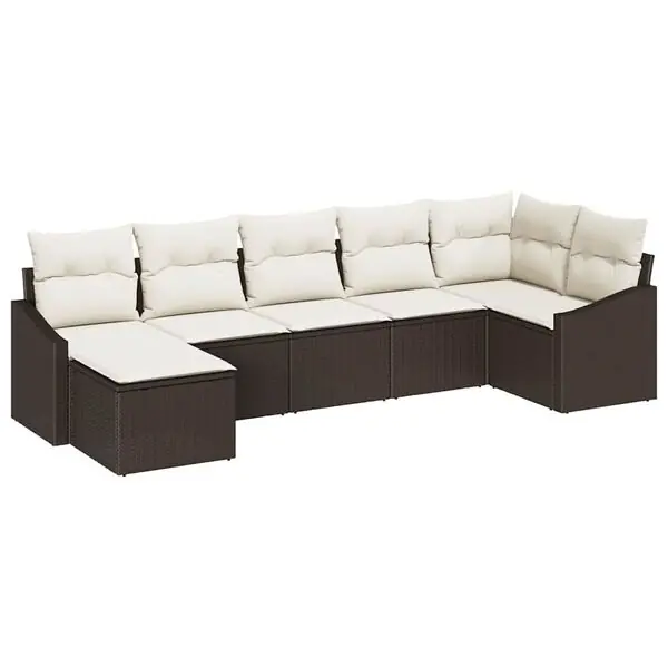 Fynd vidaXL Soffset med kudde 7 pcs Brun konstrotting