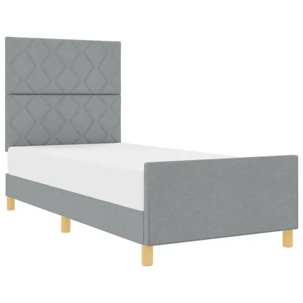 vidaXL Sängram med huvudgavel Ljusgrå 100 x 200 cm tyg Populär