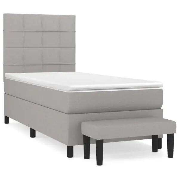 vidaXL Ramsäng med madrass ljusgrå 90x190 cm tyg Billigare