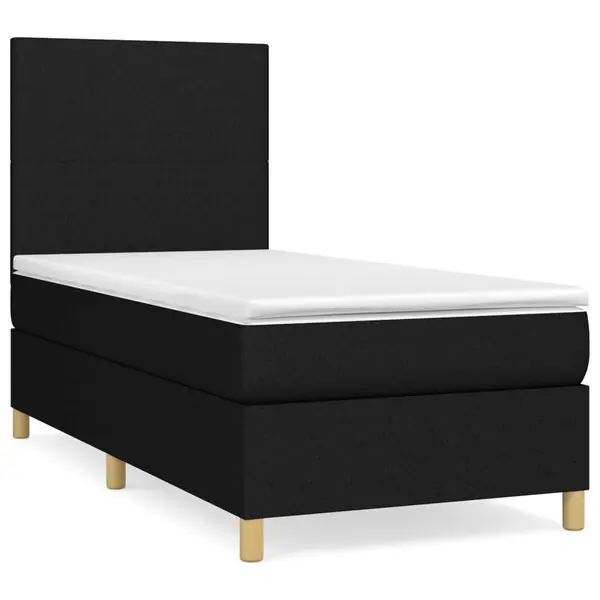 vidaXL Ramsäng med madrass svart 80x200 cm tyg Sänkt pris