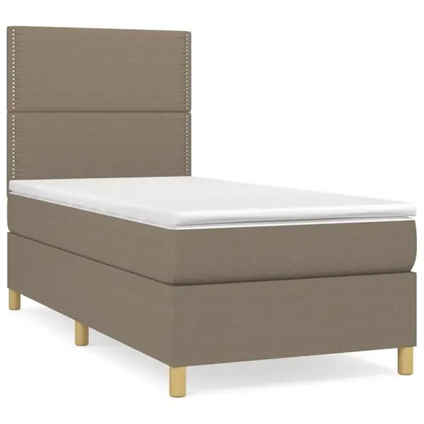 Sänkt pris vidaXL Ramsäng med madrass taupe 90x190 cm tyg