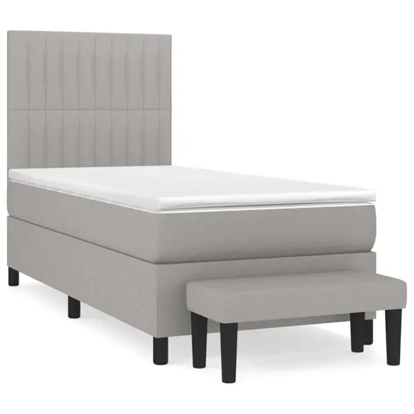 vidaXL Ramsäng med madrass ljusgrå 90x190 cm tyg I lager