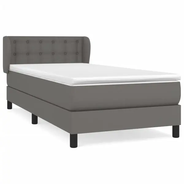 Billig vidaXL Ramsäng med madrass grå 80x200 cm konstläder
