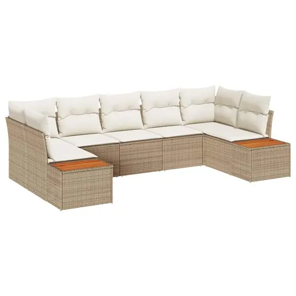 Kampanj vidaXL Trädgårdsoffset 7 pcs Beige och gräddfärgad Polyrattan