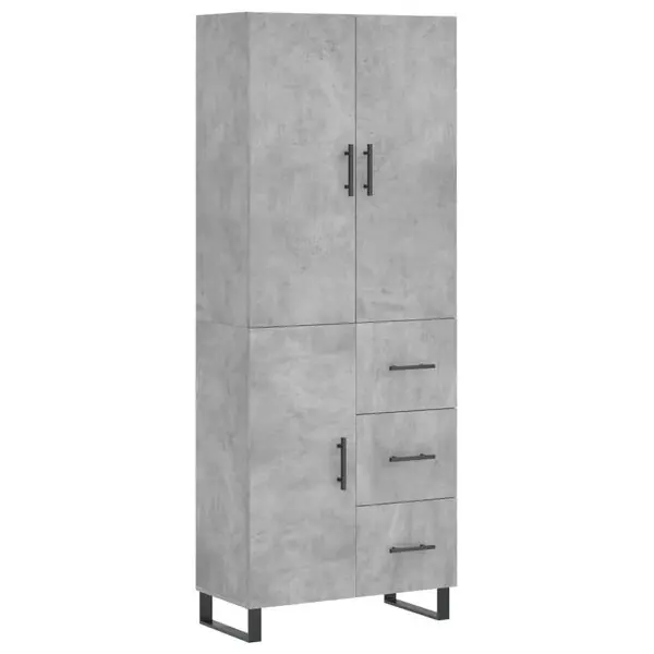 Säker betalning vidaXL Högskåp betonggrå 69,5x34x180 cm konstruerat trä
