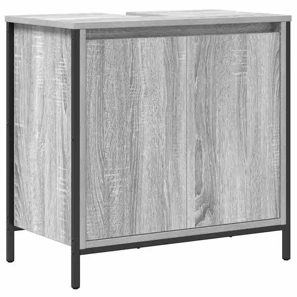 vidaXL Tvättställsskåp för badrum grå sonoma 60x34,5x60 cm I lager