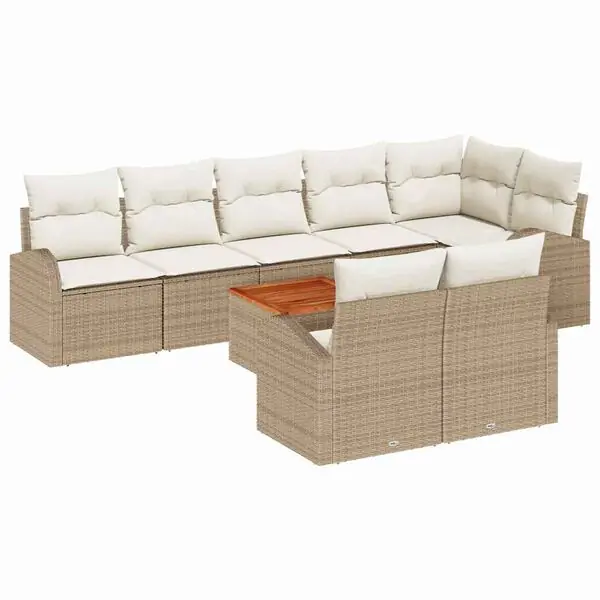 Beställ idag vidaXL Trädgårdsoffset 9 pcs Beige och gräddfärgad konstrotting