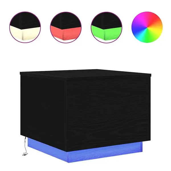 Fri frakt vidaXL Soffbord med LED svart ek 50x50x40 cm