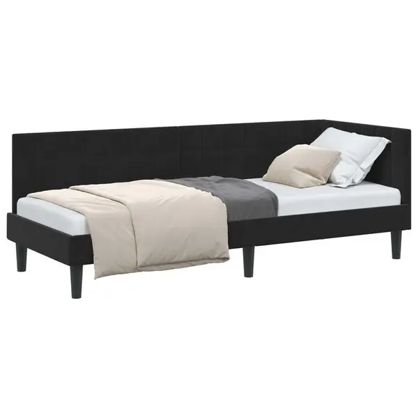 vidaXL Hörn Sängram med huvudgavel Svart 80 cm x 200 cm Sammet Beställ nu